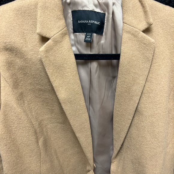 Tan Wool Tie Front Banana Republic Car coat with removable Faux  Fur Collar 6p - Picture 5 of 6